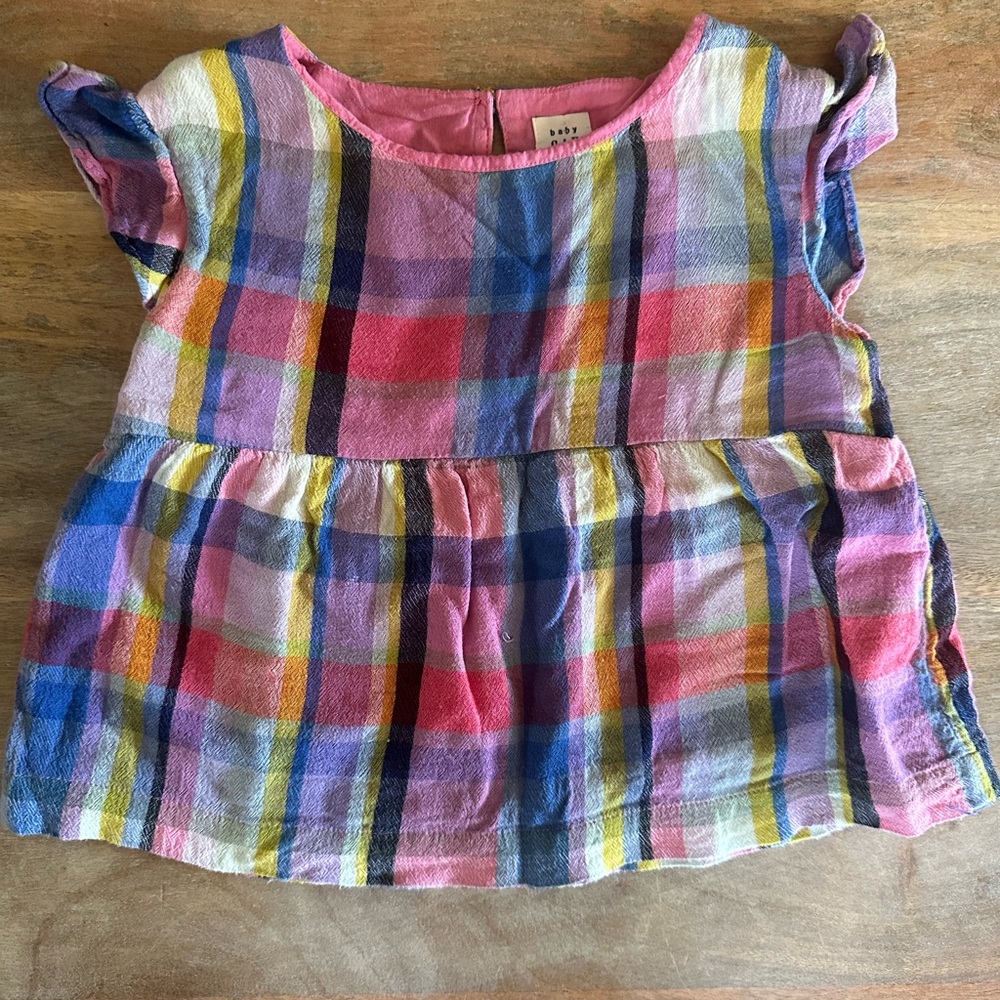 GAP Multicolor Plaid Madras Toddler Girls Blouse Sz 2